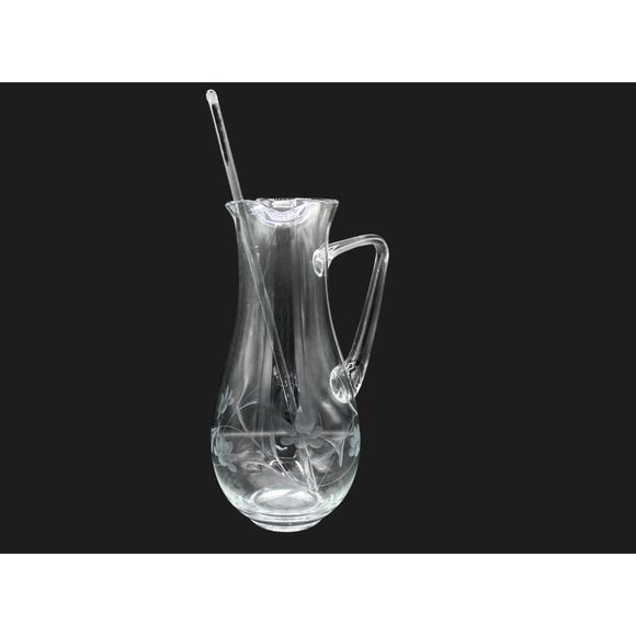 Princess House Large 10 cup Pitcher Etched Heritage Collection Glass Stir Stick - Picture 6 of 8